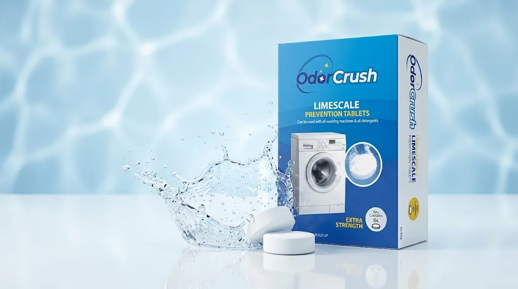 OdorCrush cleaning tablets and box