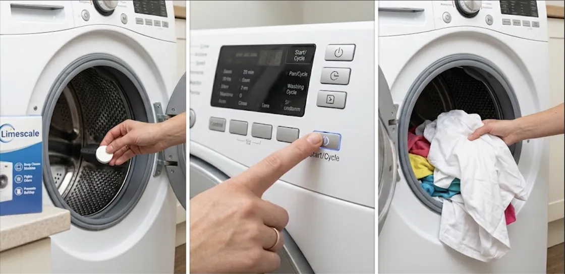 Drop a tablet in, run the cycle, enjoy fresher laundry